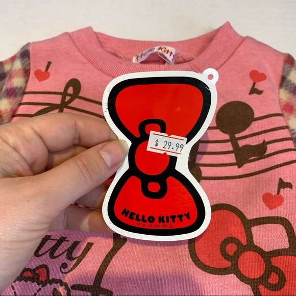 12-24M Hello Kitty NWT pink piano sweater w fleecy arms - Picture 3 of 5